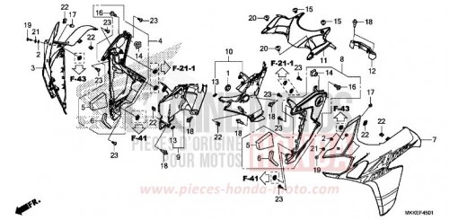 MIDDLE COWL (CRF1000A2/AL2/D2/DL2) CRF1000D2K de 2019